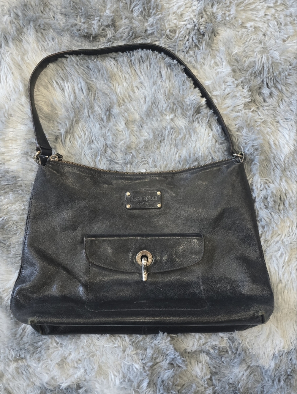 Vintage Kate Spade Black Leather Shoulder Bag - Picture 2 of 13